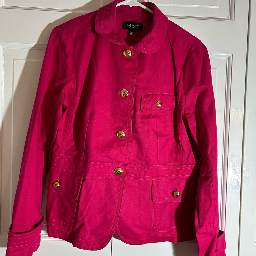Talbots Women's Vibrant Pink Blazer size 14 petite